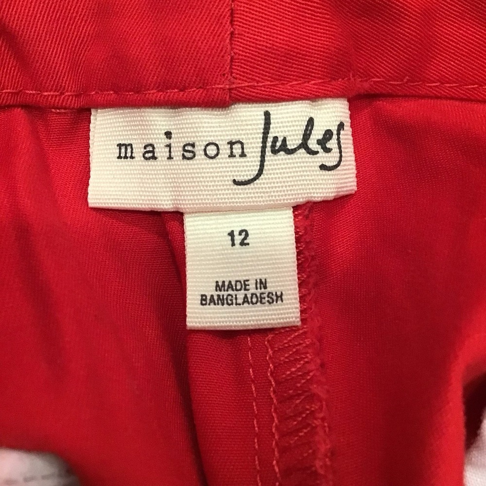 Maison Jules Women's Essential Chino Shorts SZ 12 Red Classic Casual Summer - Picture 10 of 12